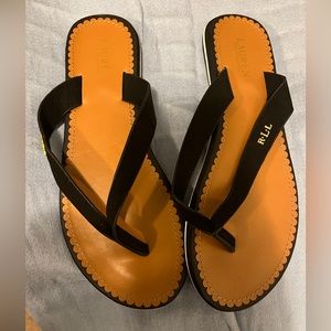 LAUREN Ralph Lauren Ryanne black flip flops US size 7